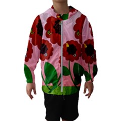 Flowers Butterflies Red Flowers Kids  Hooded Windbreaker