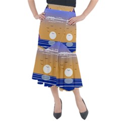 Vector Graphic Clipart Mountains Midi Mermaid Skirt by Sarkoni