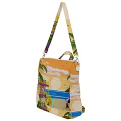 Vector Graphic Clipart Beach House Crossbody Backpack by Sarkoni