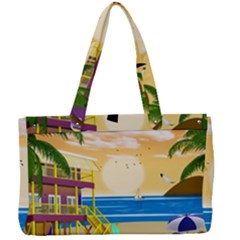 Vector Graphic Clipart Beach House Canvas Work Bag