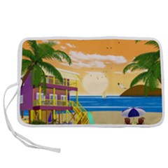 Vector Graphic Clipart Beach House Pen Storage Case (s) by Sarkoni