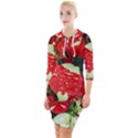 Poinsettia Christmas Star Plant Quarter Sleeve Hood Bodycon Dress View1