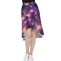 Cloud Heaven Storm Chaos Purple Frill Hi Low Chiffon Skirt by Sarkoni