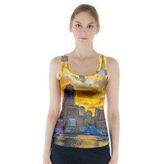 Boston Skyline Cityscape River Racer Back Sports Top by Sarkoni