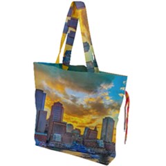 Boston Skyline Cityscape River Drawstring Tote Bag