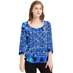 Network Connection Structure Knot Chiffon Quarter Sleeve Blouse by Amaryn4rt