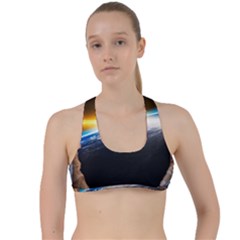 Door Breakthrough Door Sunburst Criss Cross Racerback Sports Bra by Amaryn4rt