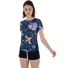 Space Theme Art Pattern Design Wallpaper Back Circle Cutout Sports T-shirt by Proyonanggan