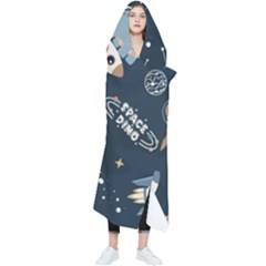 Space Theme Art Pattern Design Wallpaper Wearable Blanket by Proyonanggan