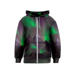 Fantasy Pyramid Mystic Space Aurora Kids  Zipper Hoodie by Grandong