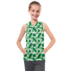 Tropical Leaf Pattern Kids  Sleeveless Hoodie