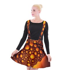 Bubbles Abstract Art Gold Golden Suspender Skater Skirt by Dutashop