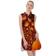 Bubbles Abstract Art Gold Golden Sleeveless Shirt Dress by Dutashop