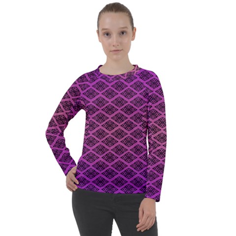 Pattern Texture Geometric Patterns Purple Women s Long Sleeve Raglan T-shirt by Dutashop