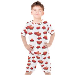 Summer Watermelon Pattern Kids  T-shirt And Shorts Set