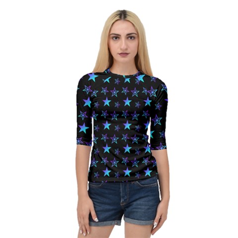 Background Stars Seamless Wallpaper Quarter Sleeve Raglan T-shirt by Ravend