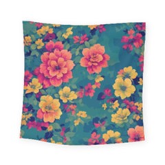 Floral Art Flowers Textile Square Tapestry (small)