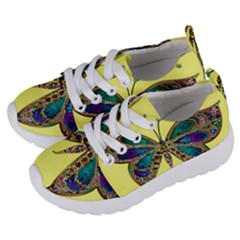 Butterfly Mosaic Yellow Colorful Kids  Lightweight Sports Shoes by Amaryn4rt