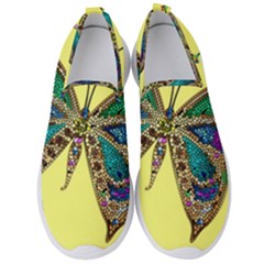 Butterfly Mosaic Yellow Colorful Men s Slip On Sneakers by Amaryn4rt