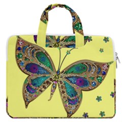 Butterfly Mosaic Yellow Colorful Macbook Pro 16  Double Pocket Laptop Bag  by Amaryn4rt