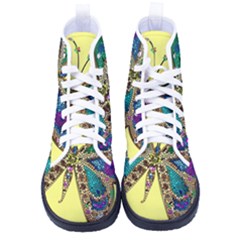 Butterfly Mosaic Yellow Colorful Men s High-top Canvas Sneakers by Amaryn4rt