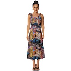Aerial Photo Of Cityscape At Night Tie-strap Tiered Midi Chiffon Dress by Modalart
