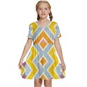 Line Pattern Cross Print Repeat Kids  Short Sleeve Tiered Mini Dress View1