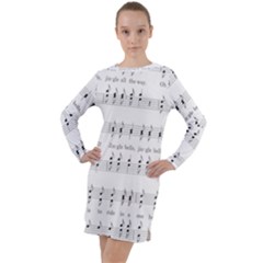 Jingle Bells Song Christmas Carol Long Sleeve Hoodie Dress