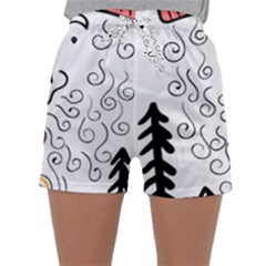 Santa Claus Cabin Hut Campfire Sleepwear Shorts by Ndabl3x