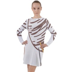 Abstract Hand Vine Lines Drawing Long Sleeve Hoodie Dress