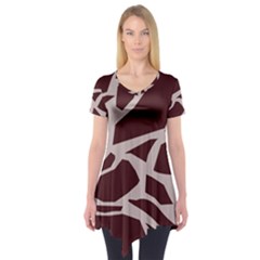 Cracked Pattern Boho Art Design Short Sleeve Tunic 