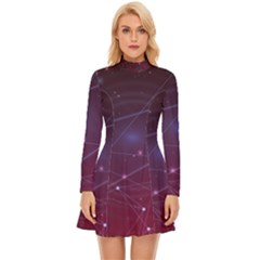 Art Pattern Design Wallpaper Long Sleeve Velour Longline Dress