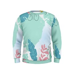 Plants Leaves Border Frame Kids  Sweatshirt by Grandong