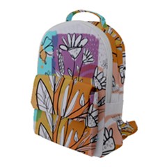 Flower Leaves Foliage Grass Doodle Flap Pocket Backpack (large)