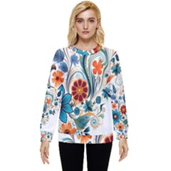 Flowers Scrapbook Decorate Hidden Pocket Sweatshirt by Grandong