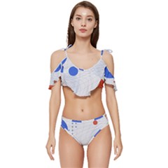 Computer Network Technology Digital Ruffle Edge Tie Up Bikini Set	 by Grandong