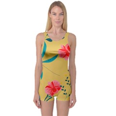 Flowers Petals Leaves Plants One Piece Boyleg Swimsuit by Grandong