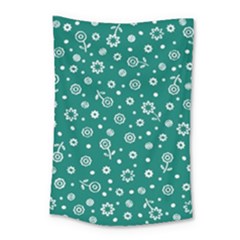 Flowers Floral Background Green Small Tapestry