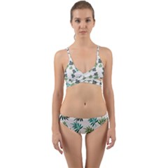 Leaves Plants Design Wrap Around Bikini Set