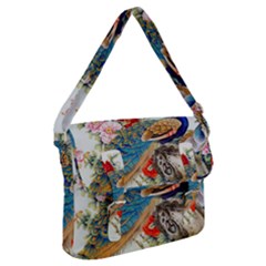 Birds Peacock Artistic Colorful Flower Painting Buckle Messenger Bag by Sarkoni