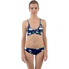 Swan-pattern-elegant-design Wrap Around Bikini Set