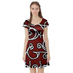 Ethnic Reminiscences Print Design Short Sleeve Skater Dress by dflcprintsclothing