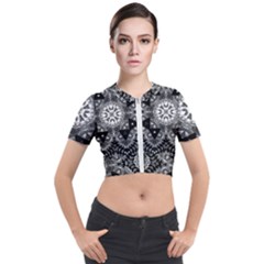 Mandala Calming Coloring Page Short Sleeve Cropped Jacket by Sarkoni