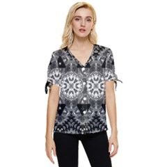 Mandala Calming Coloring Page Bow Sleeve Button Up Top by Sarkoni