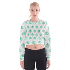 Plant Pattern Green Leaf Flora Cropped Sweatshirt by Sarkoni