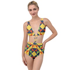 Background Geometric Color Tied Up Two Piece Swimsuit