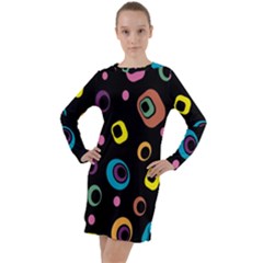 Abstract Background Retro 60s 70s Long Sleeve Hoodie Dress by Apen