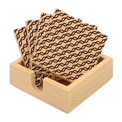 Diagonal Stripe Pattern Bamboo Coaster Set