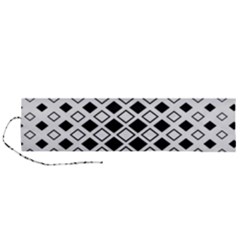 Square Diagonal Pattern Monochrome Roll Up Canvas Pencil Holder (l) by Apen