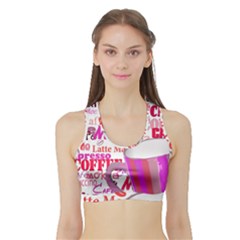 Coffee Cup Lettering Coffee Cup Sports Bra With Border by Amaryn4rt